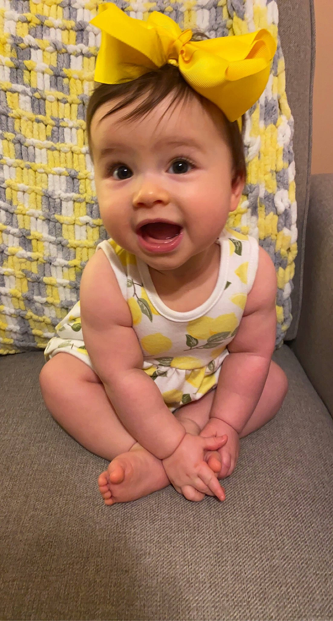 Emilia joined the competition — help win amazing prizes! baby, baby_toddler_clothing, cap, cheek, child, eye, facial_expression, finger, flooring, fun, happy, helmet, nose, person, product, skin, sleeve, smile, t_shirt, toddler