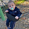 autumn_leaves, baby, blue_eyes, brand_boss, child, cute, face, grass, gravel, hand, hoodie, jacket, legs, outdoor, pacifier, park, playground, seat, socks, swing