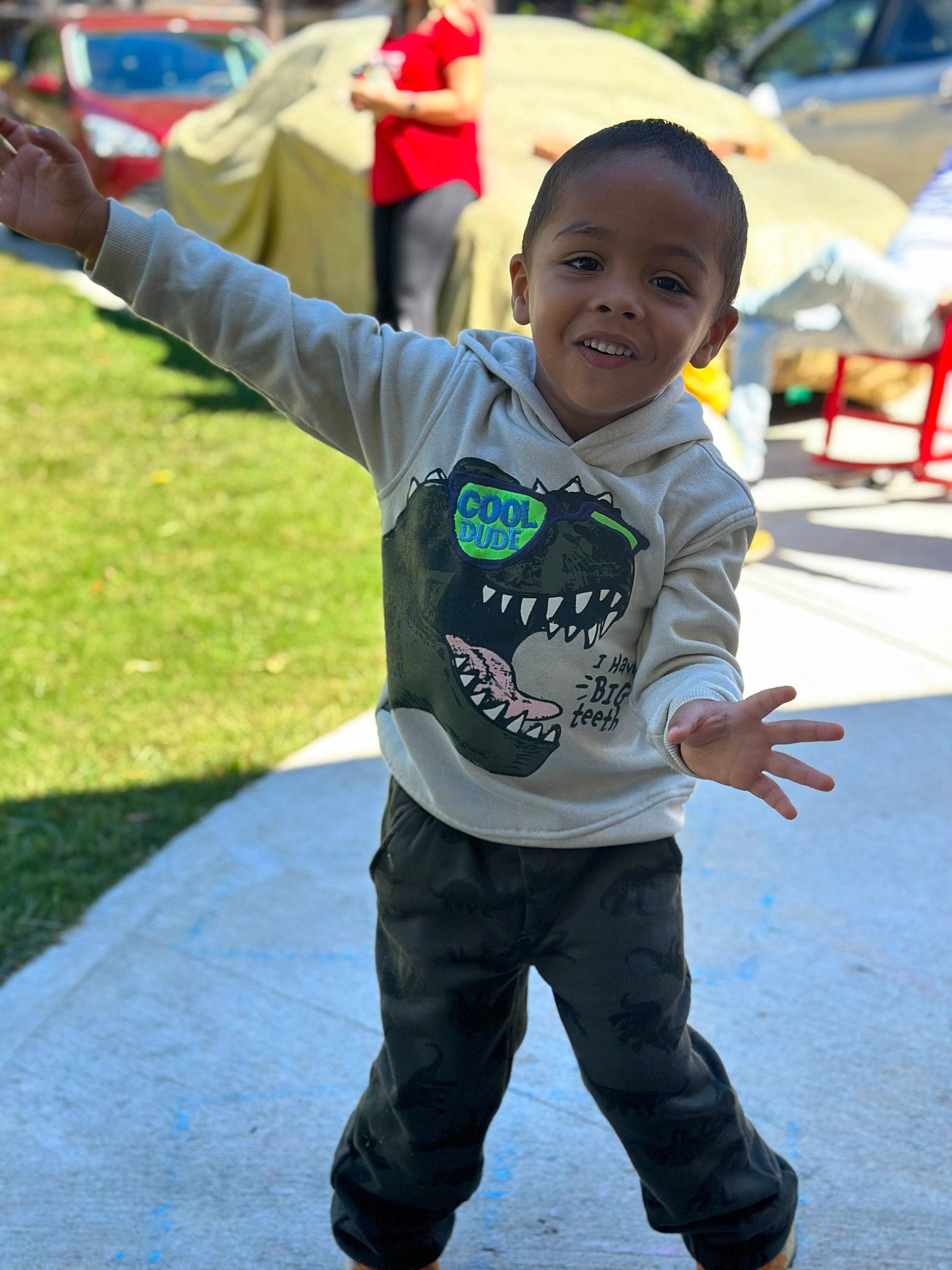 Kailer joined the competition — help win amazing prizes! child, cool, event, fun, grass, happy, joy, leisure, person, plant, play, recreation, sleeve, smile, street, t_shirt, toddler, tree, walking