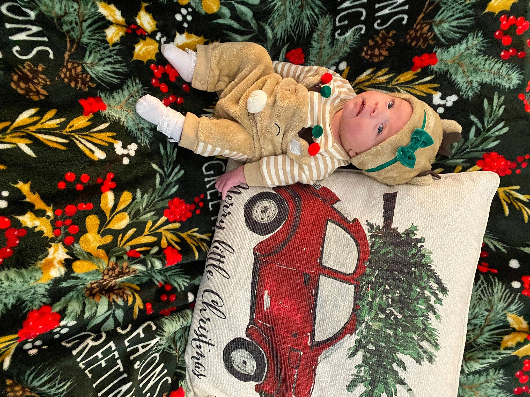 Brynlee is registered to the contest to win money with this photo: art, carmine, christmas, christmas_decoration, christmas_eve, christmas_ornament, christmas_tree, conifer, event, fictional_character, hat, headwear, holiday, holiday_ornament, ornament, painting, pattern, person, plant, santa_claus