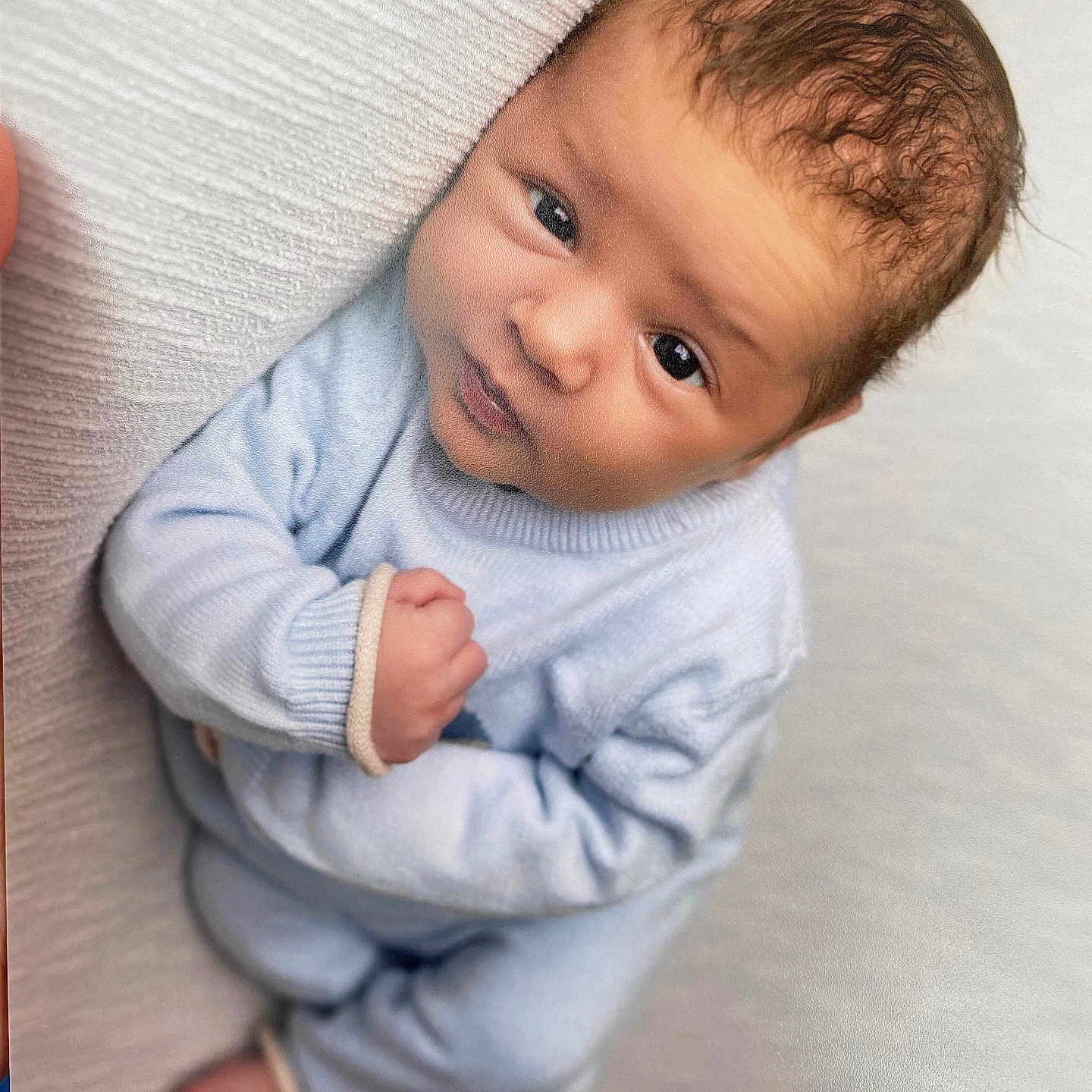 Arlo joined the competition — help win amazing prizes! baby, babylaughing, bodypart, clothing, face, finger, hand, happy, head, longsleeve, newborn, pajamas, pants, person, photography, portrait, sitting, sleeve, smile, standing