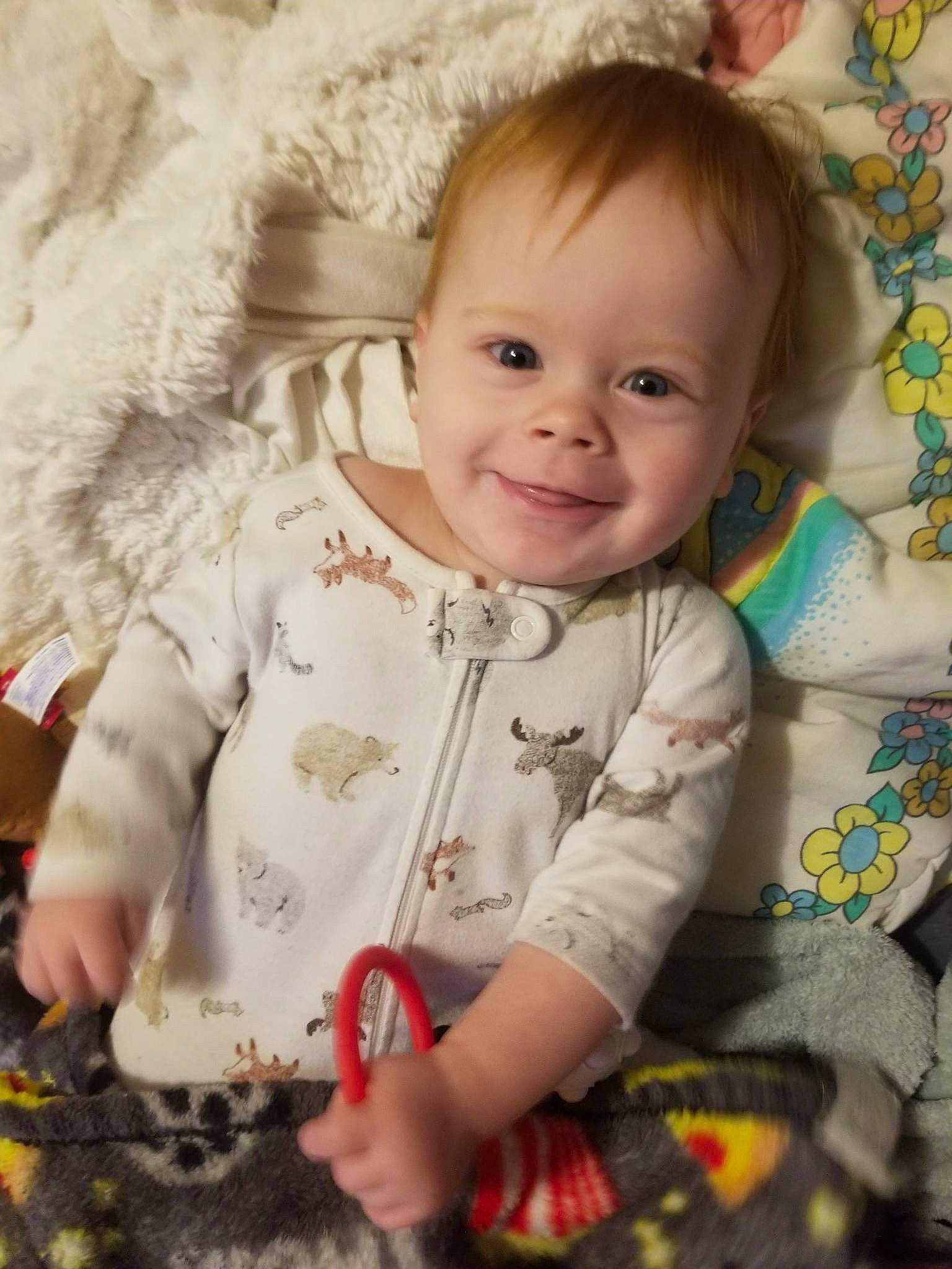 Anastasia joined the competition — help win amazing prizes! baby, baby_toddler_clothing, cheek, child, comfort, dress, face, fun, happy, iris, joy, linens, pattern, person, product, sitting, skin, sleeve, smile, t_shirt