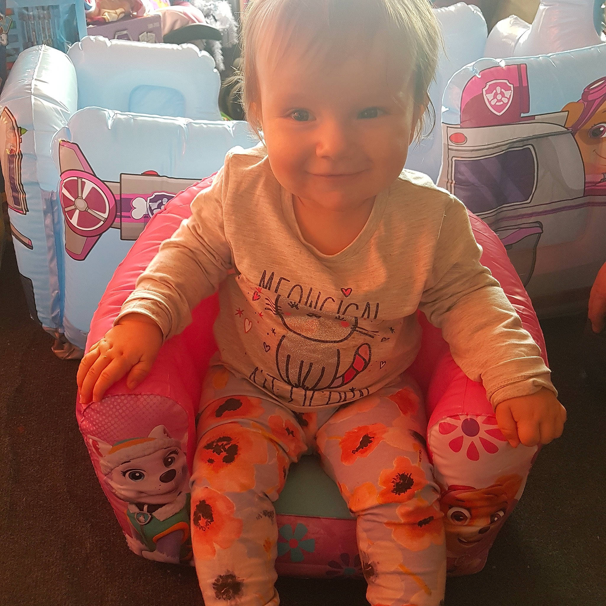 Hazel is registered to the contest to win money with this photo: arm, cheek, child, cool, day, finger, fun, girl, infant, joy, leg, person, pink, product, skin, smile, toddler