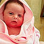 Sienna joined the competition — help win amazing prizes! baby, newborn, infant, pink_towel, hooded_towel, wrapped, close_up, face, skin, eyes, person, indoor, floor, wooden_floor, soft_texture, cute, child, portrait, young, fresh