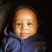 Jayceon joined the competition — help win amazing prizes! baby, child, hoodie, blue_clothing, smile, face, eyes, infant, portrait, cute, young_child, apparel, baby_clothes, happy, closeup, person, warm_clothing, expression, indoor, baby_face