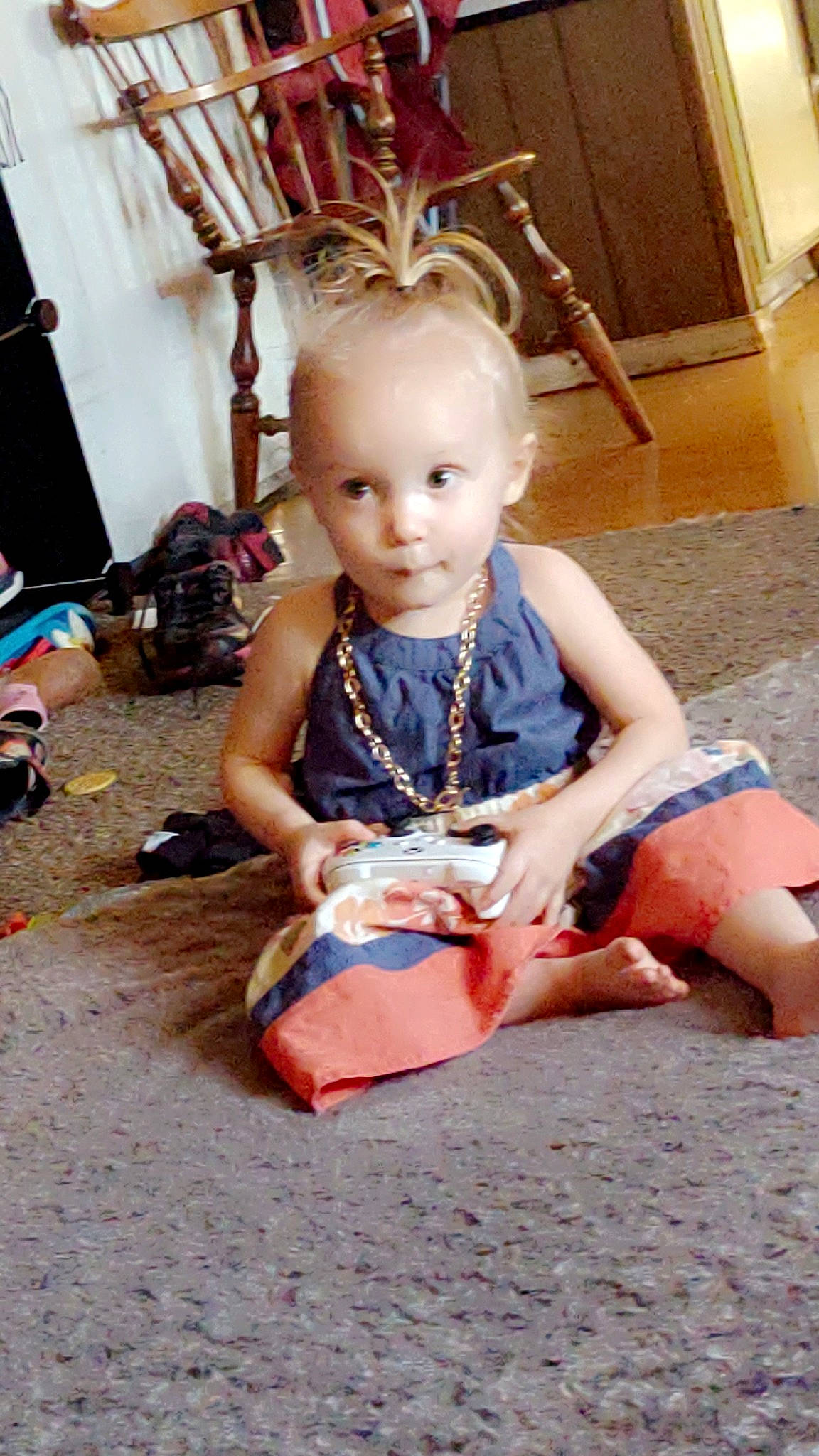 Athenna joined the competition — help win amazing prizes! baby, baby_toddler_clothing, chair, child, costume, event, fashion_accessory, flooring, foot, fun, hairstyle, happy, human_leg, jewellery, leisure, person, sitting, thigh, toddler, vacation