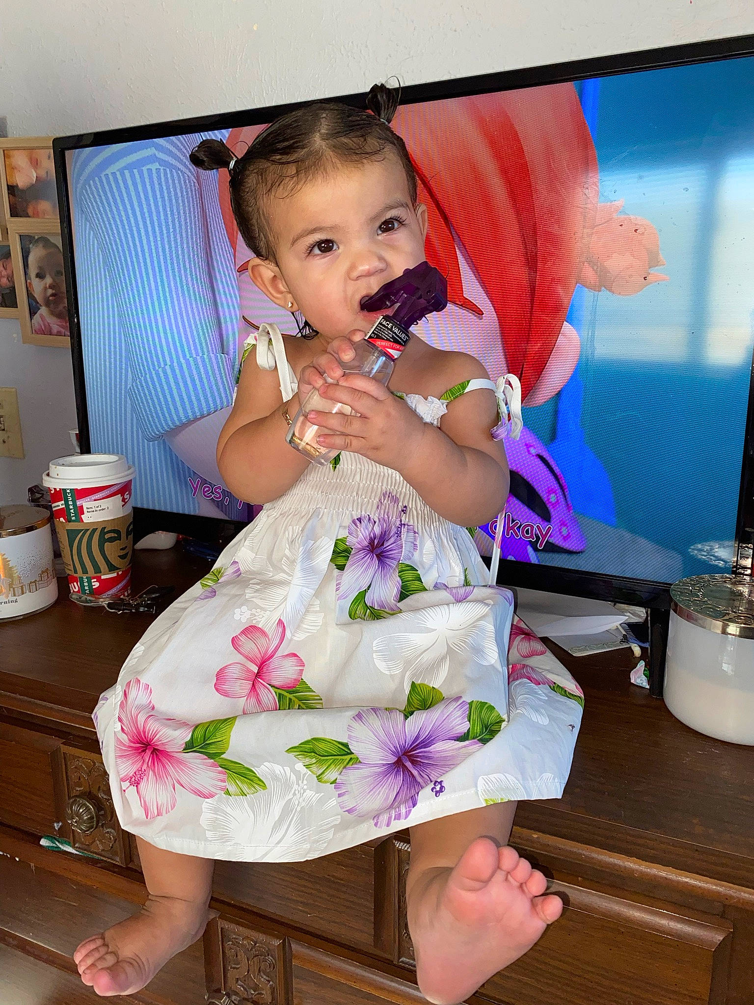 Lexi joined the competition — help win amazing prizes! baby_toddler_clothing, cake, cake_decorating, cut_flowers, event, flower, flower_arranging, fun, happy, headpiece, magenta, person, petal, pink, purple, sitting, smile, sugar_cake, sweetness, toddler