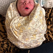 Grayson joined the competition — help win amazing prizes! newborn, baby, sleeping, blanket, duck_pattern, bottle, wrapped, cozy, soft, infant, peaceful, indoors, closeup, cute, child, face, resting, warm, comfort, portrait