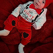 Grayson joined the competition — help win amazing prizes! baby, blanket, bow_tie, child, cute, expression, face, hat, heart_shape, holiday, infant, lying_down, portrait, red_clothing, small_hands, socks, soft_texture, toddler, valentine, white_clothing