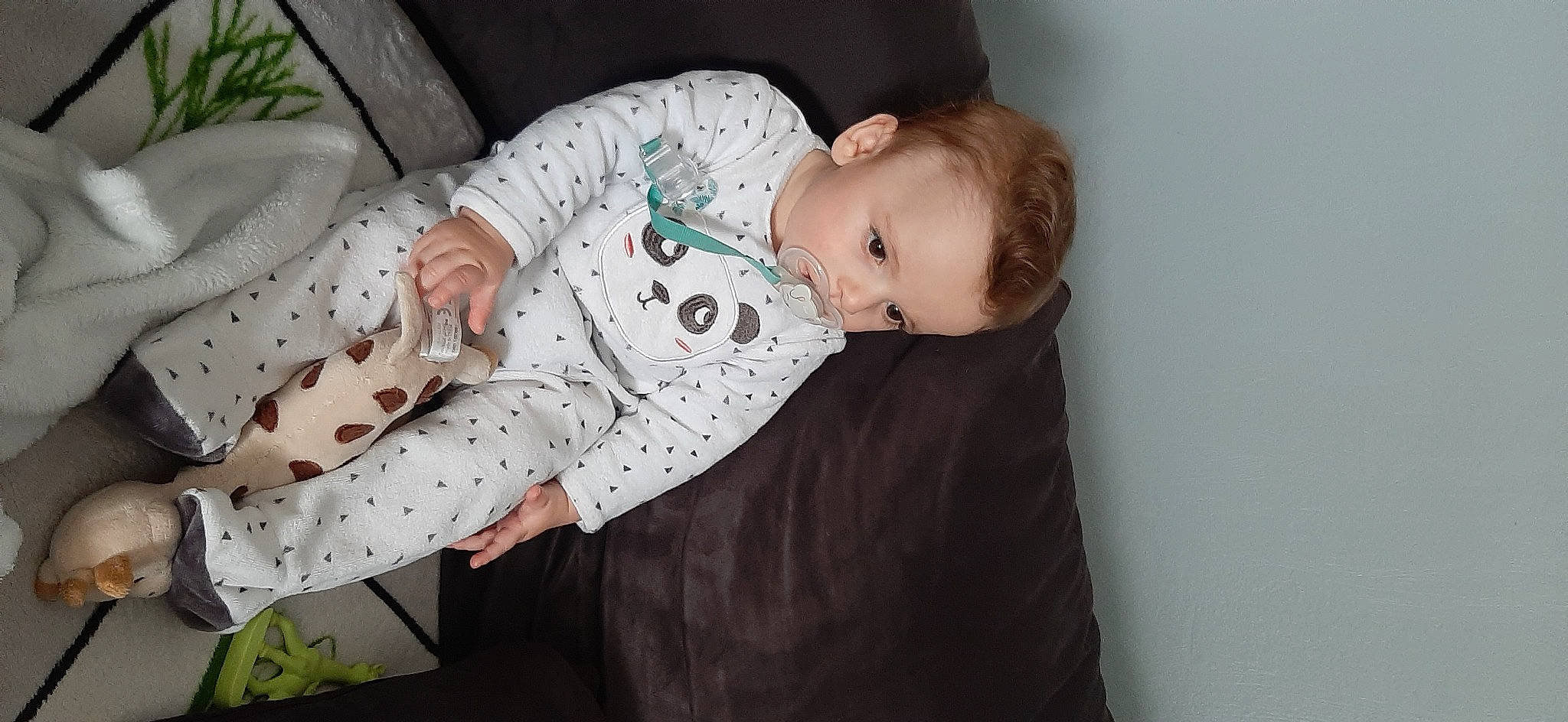 Thibault participe au concours pour gagner de l'argent avec cette photo : arm, baby, baby_products, baby_toddler_clothing, child, comfort, couch, flash_photography, grass, happy, pattern, person, portrait_photography, sitting, skin, sleeve, suit, toddler, tree
