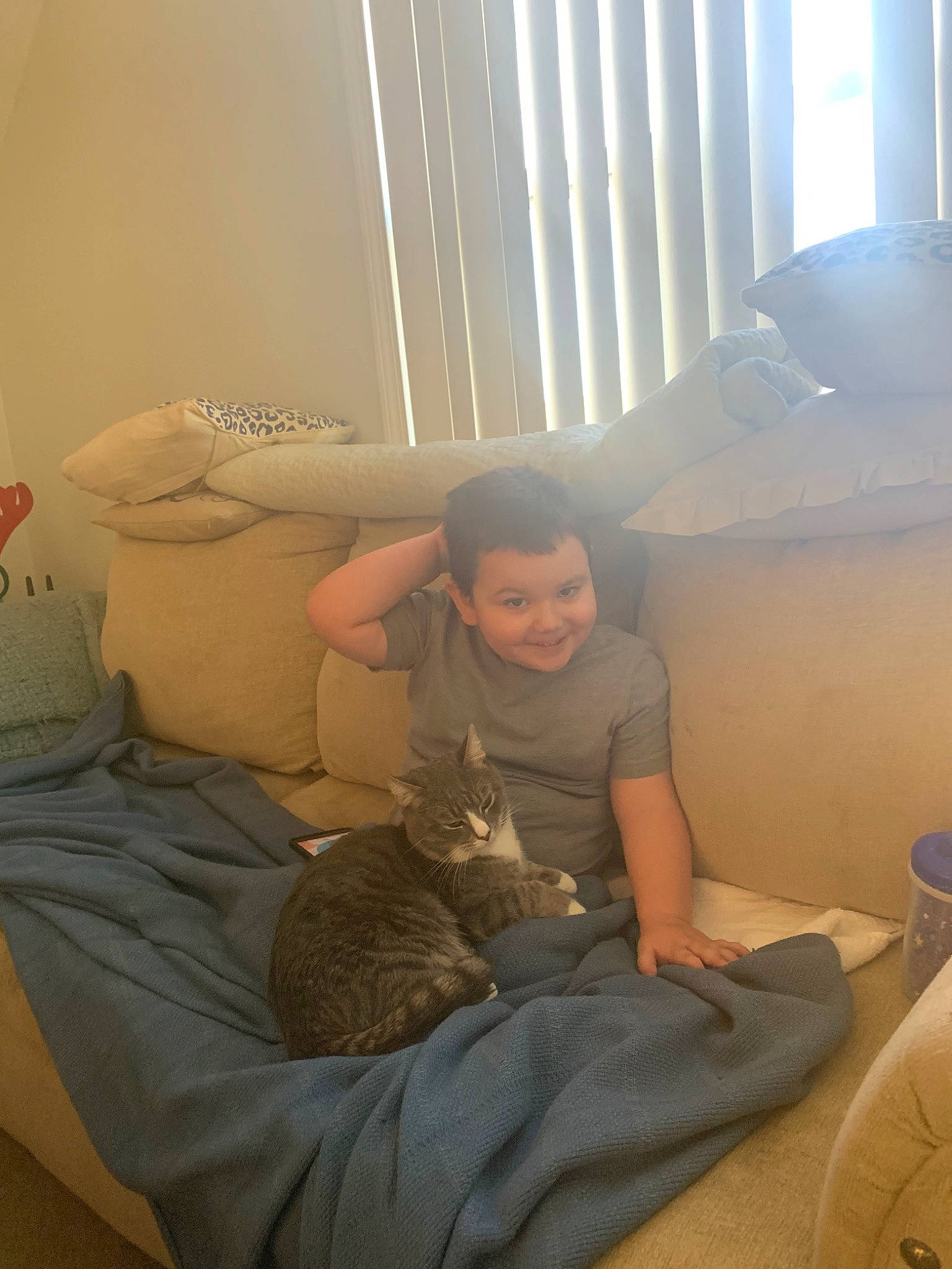 Madden joined the competition — help win amazing prizes! bed, comfort, furniture, joy, mattress, person, room