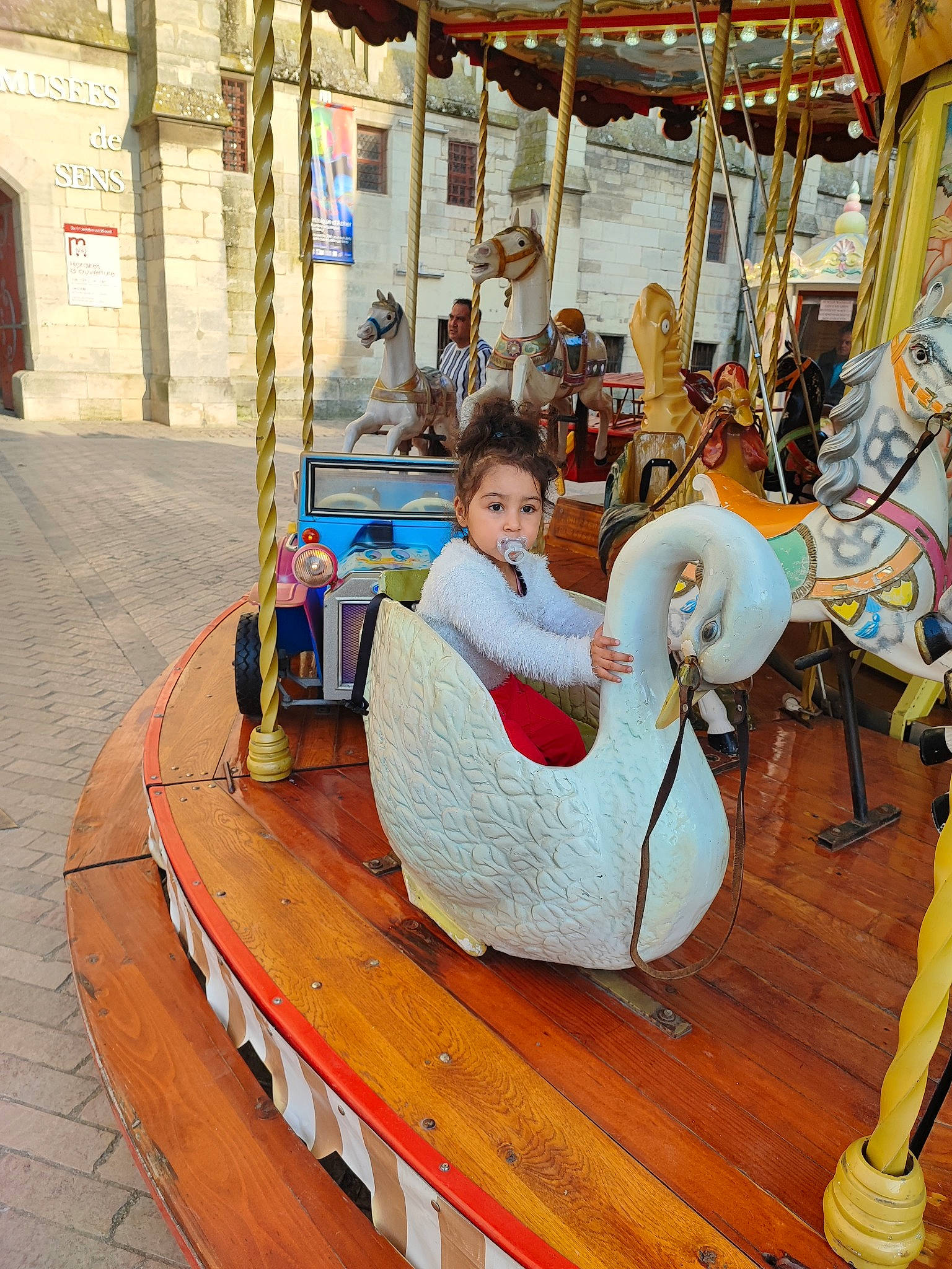 Evanjelin participe au concours pour gagner de l'argent avec cette photo : amusement_park, amusement_ride, carousel, event, flooring, fun, hardwood, horse, leisure, nonbuilding_structure, person, playground, recreation, wood
