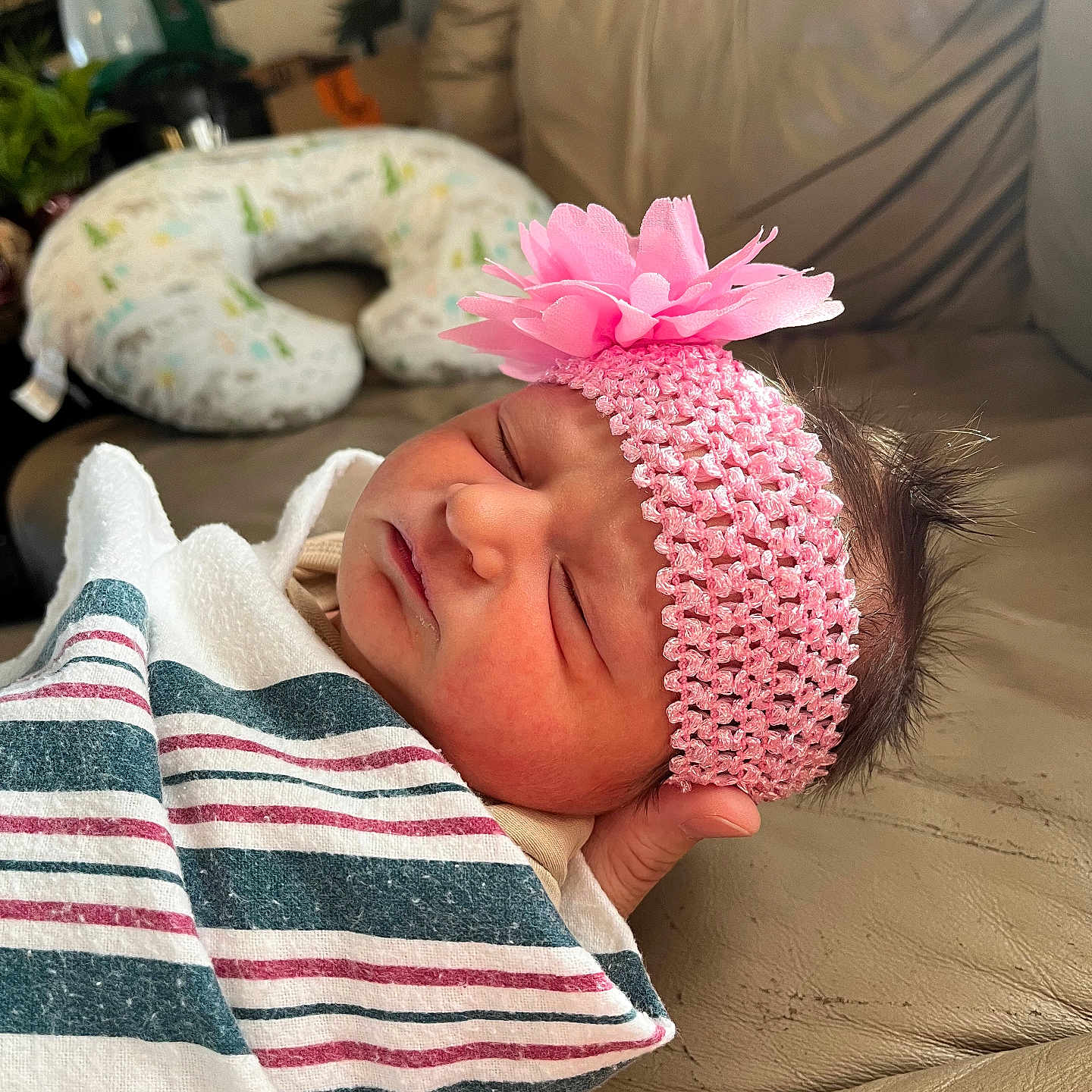 Astrid is registered to the contest to win money with this photo: accessories, baby, blanket, bonnet, cap, childbirth, clothing, couch, cushion, face, furniture, hat, head, homedecor, newborn, person, photography, portrait, quilt, sleeping