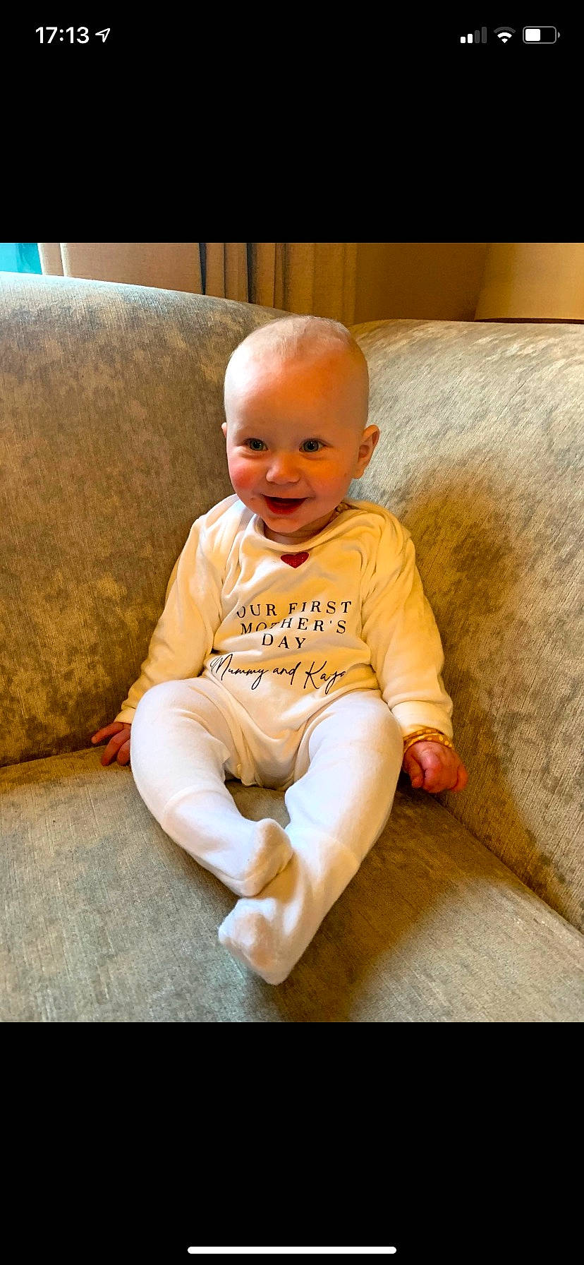 Kaiya joined the competition — help win amazing prizes! baby, baby_toddler_clothing, barefoot, comfort, flash_photography, floor, flooring, foot, happy, head, human_body, jeans, joy, knee, mouth, person, sleeve, smile, sportswear, thigh