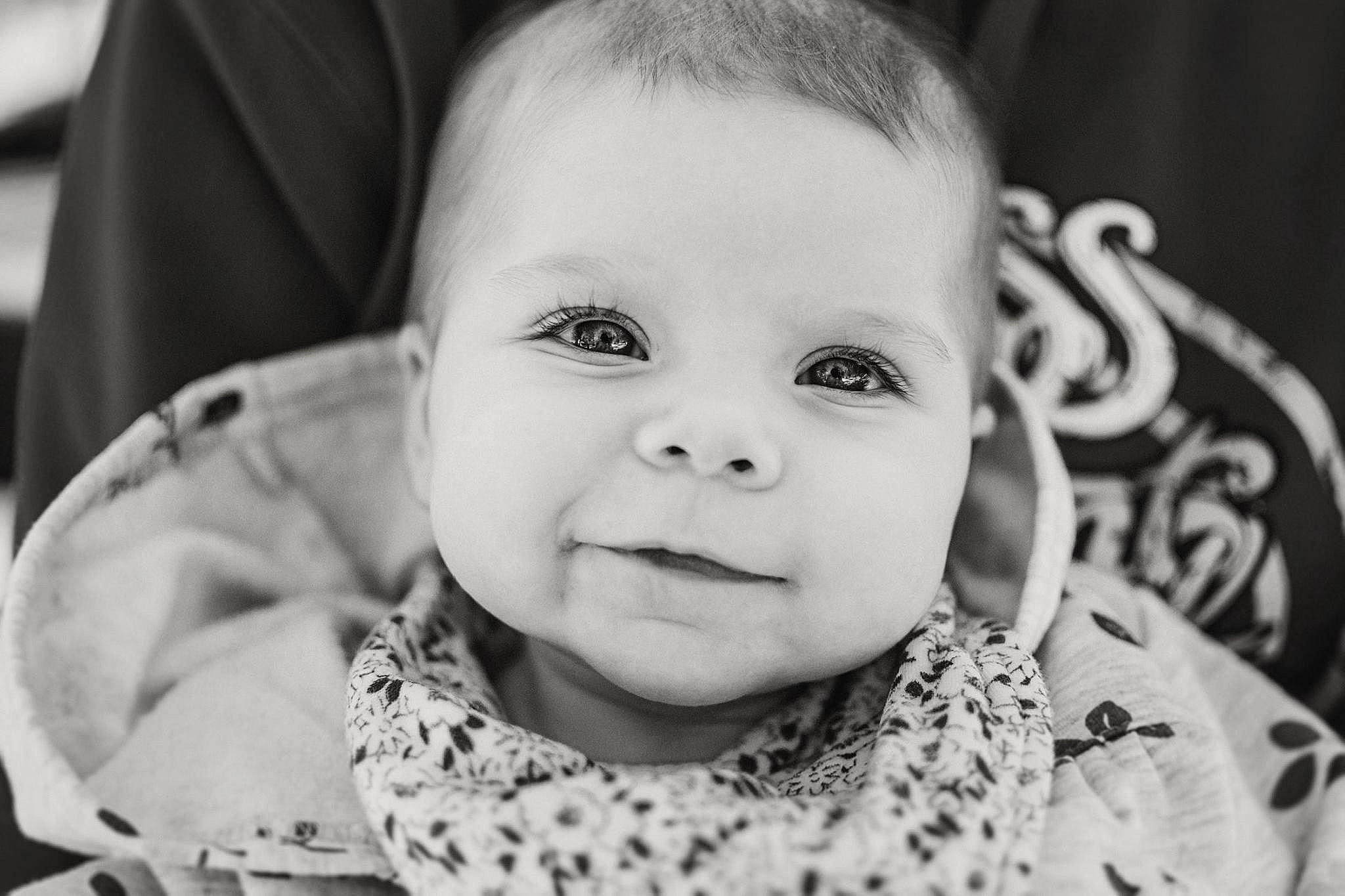 Lilian joined the competition — help win amazing prizes! beauty, black, black_and_white, cheek, child, emotion, eye, eyebrow, face, facial_expression, head, infant, monochrome_photography, nose, person, photograph, photography, skin, smile, toddler