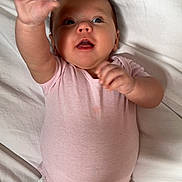 Piper-Mae joined the competition — help win amazing prizes! arm, baby, bed, bodypart, clothing, cushion, diaper, face, finger, furniture, hand, happy, head, homedecor, newborn, person, photography, portrait, smile, wrist