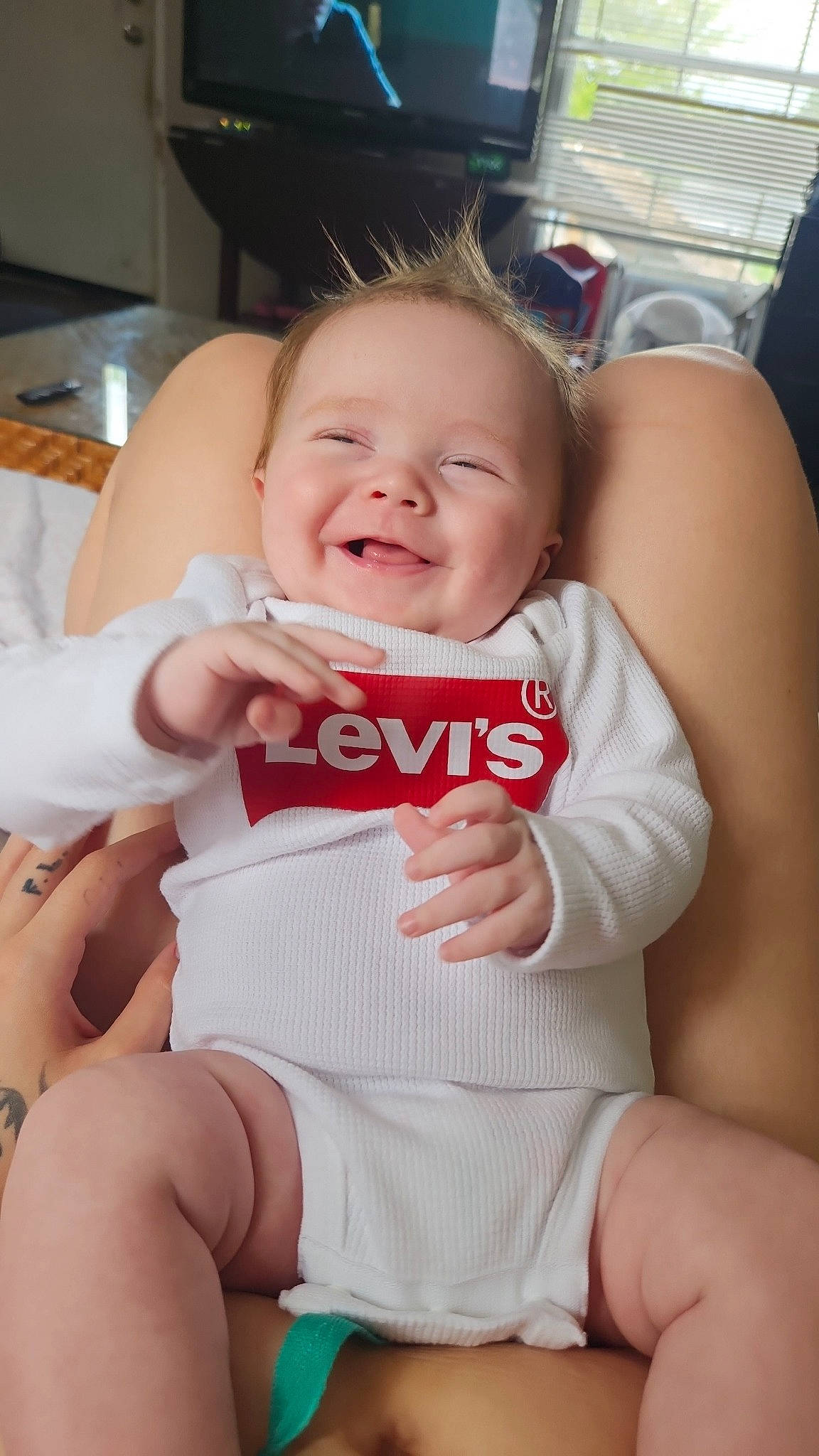 Elias joined the competition — help win amazing prizes! baby, baby_toddler_clothing, cheek, comfort, finger, happy, human_body, joint, joy, knee, leg, mouth, muscle, organ, person, product, skin, smile, stomach, thigh