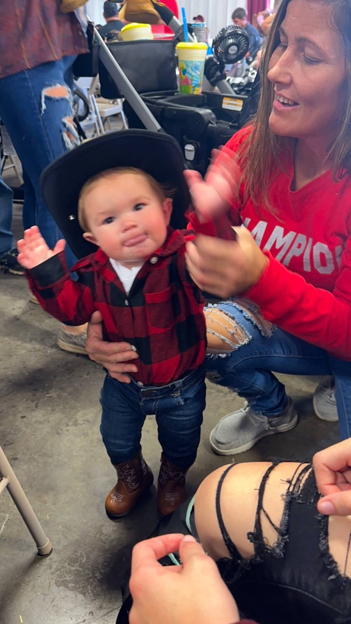 Bryson is registered to the contest to win money with this photo: baby_toddler_clothing, chair, child, cool, denim, event, fun, happy, hat, head, joy, leg, leisure, people, person, photograph, sitting, smile, snapshot, sneakers