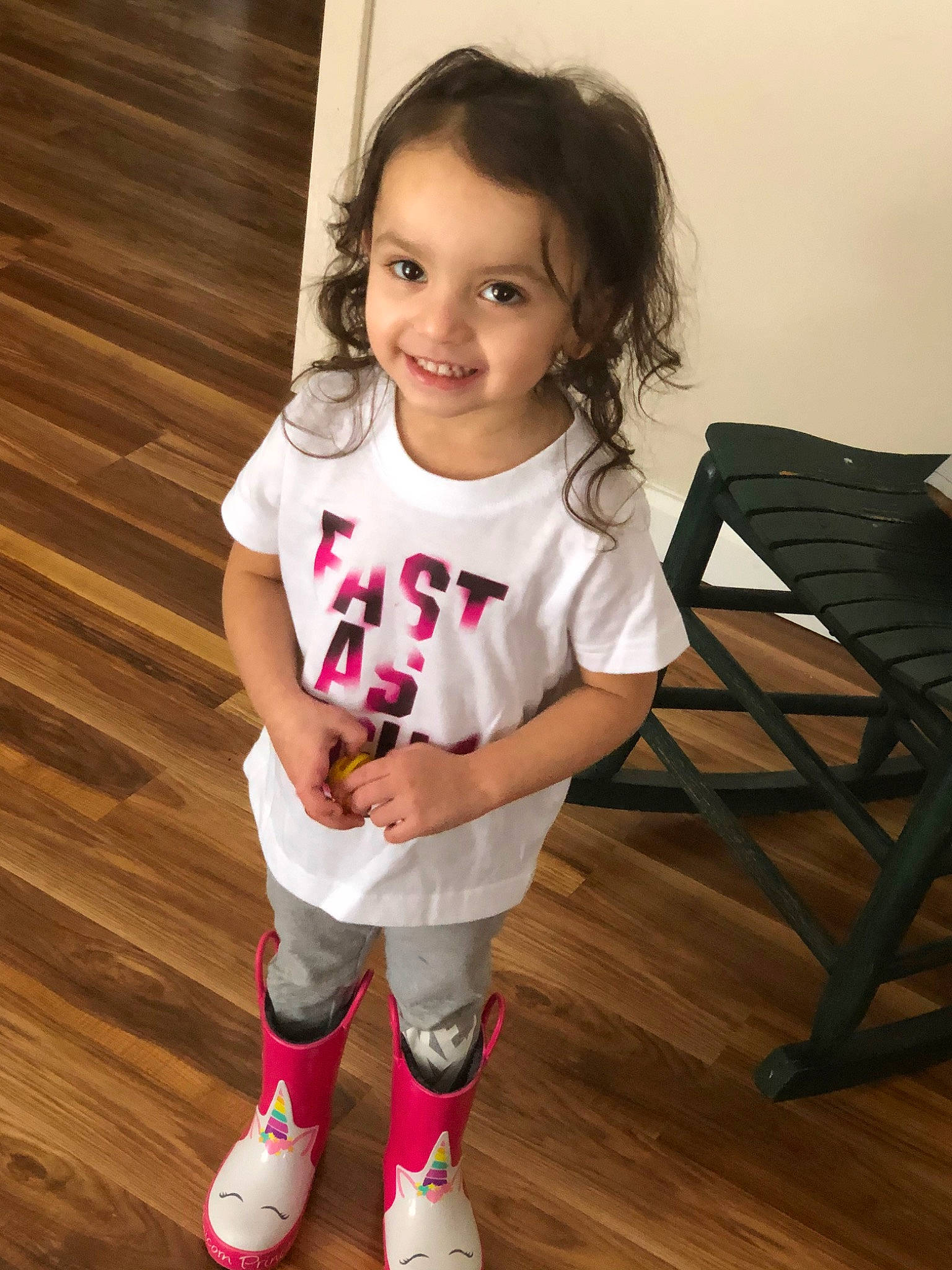Tara joined the competition — help win amazing prizes! arm, baby_toddler_clothing, child, child_model, clothing, footwear, joy, knee, leg, leggings, person, pink, shoe, skin, sleeve, standing, t_shirt, toddler