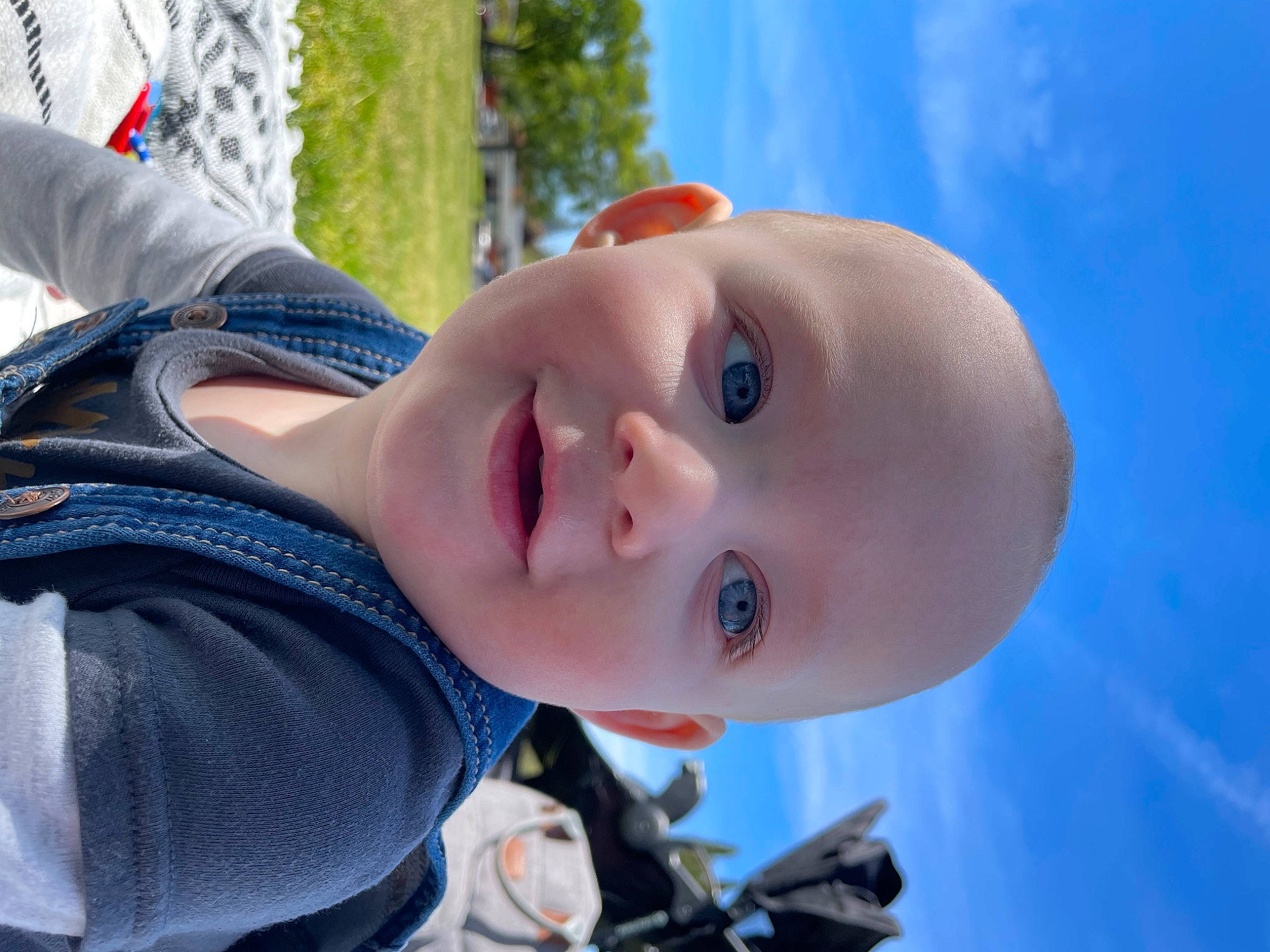 Bradley is registered to the contest to win money with this photo: baby, child, electric_blue, eyelash, fashion_accessory, flash_photography, fun, happy, leisure, lip, nose, person, plant, portrait_photography, recreation, sky, smile, toddler, tree, water