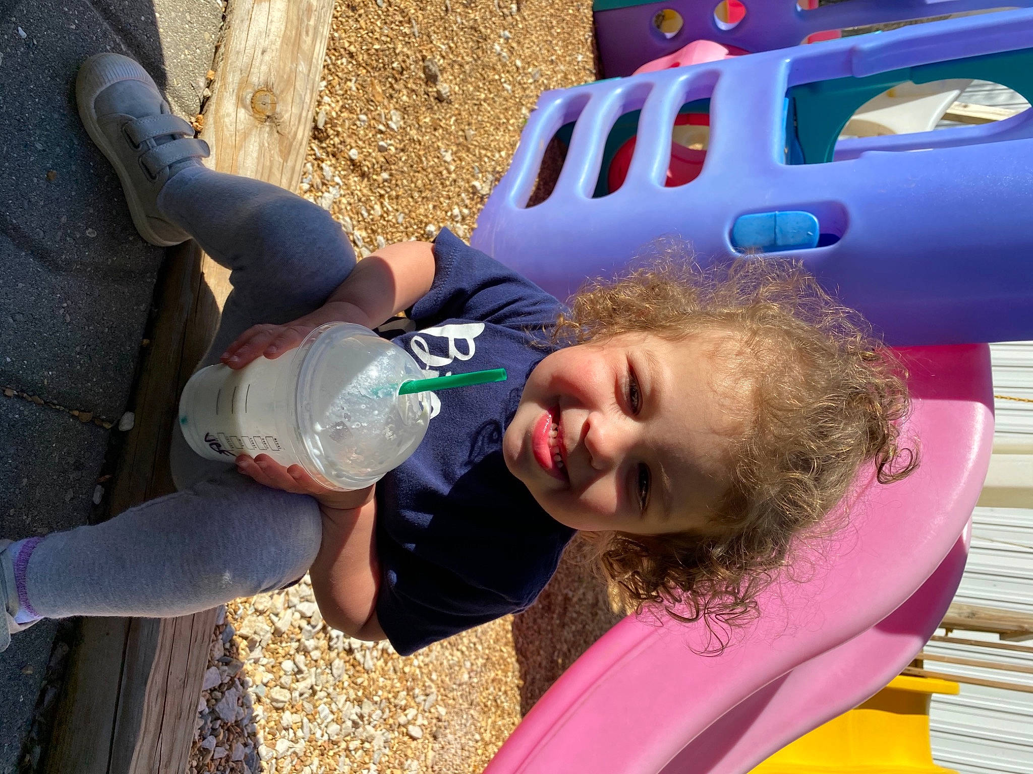 Harlee joined the competition — help win amazing prizes! boats_and_boating_equipment_and_supplies, child, electric_blue, fun, grass, happy, human, inflatable, joy, leisure, mammal, outdoor_play_equipment, person, play, recreation, smile, soil, t_shirt, toddler, travel