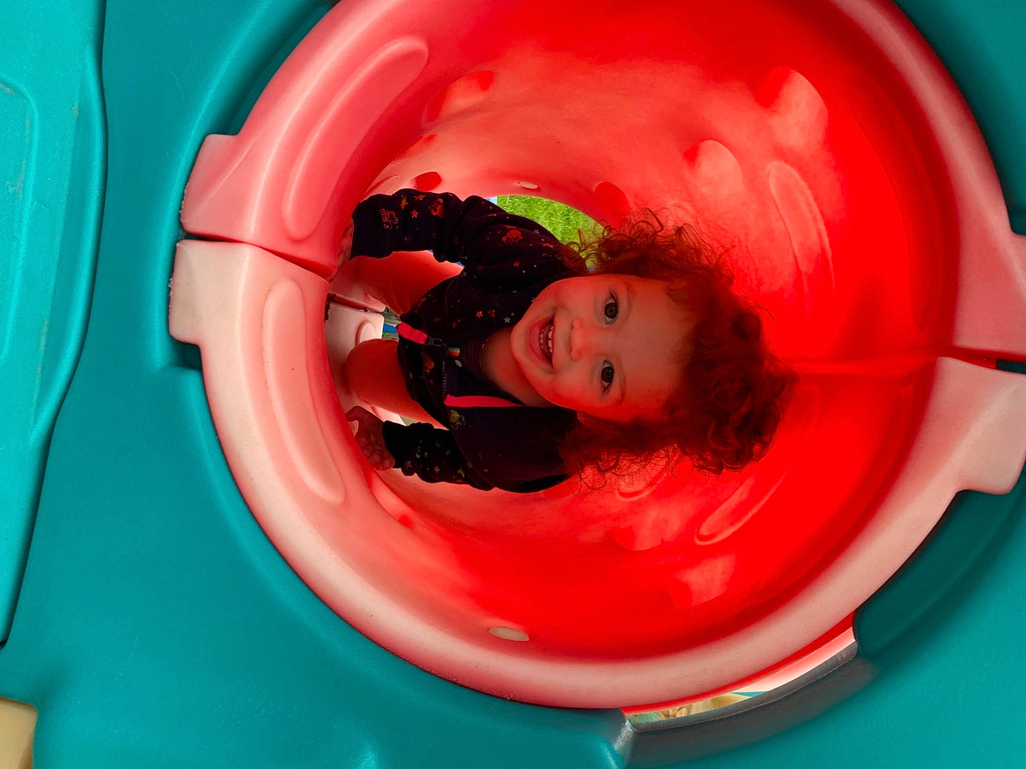 Harlee joined the competition — help win amazing prizes! aqua, bathing, blue, child, chute, circle, fun, green, head, inflatable, joy, leisure, magenta, organ, person, pink, play, playground, recreation, red