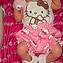 Everleigh is registered to the contest to win money with this photo: baby, newborn, sleeping, pacifier, headband, bow, mittens, booties, pink, hello_kitty, blanket, clothing, cute, infant, person, resting, cozy, fabric, pattern, soft