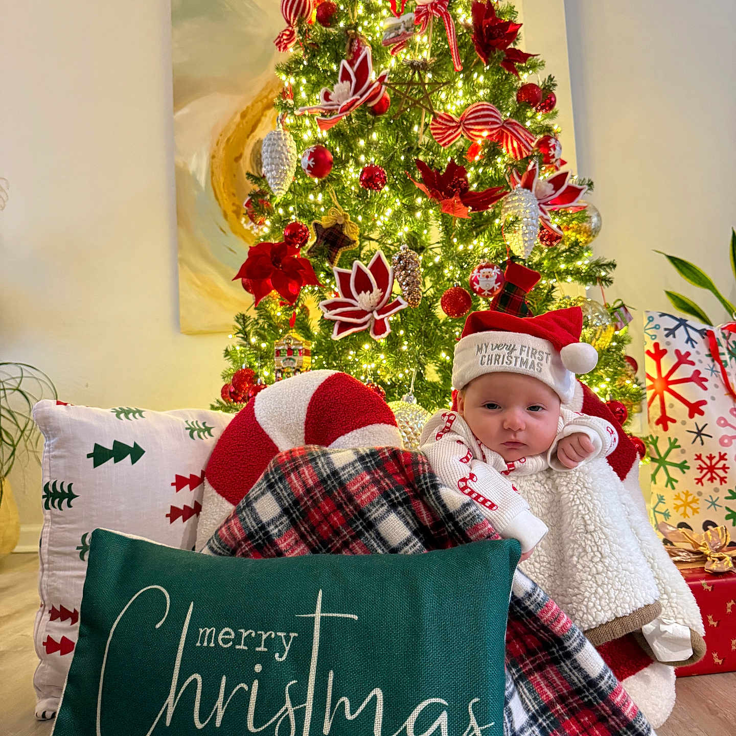 Sureya joined the competition — help win amazing prizes! baby, blanket, cap, christmas, christmasdecorations, christmastree, clothing, couch, cushion, face, festival, fir, furniture, hat, head, homedecor, person, pillow, plant, tree