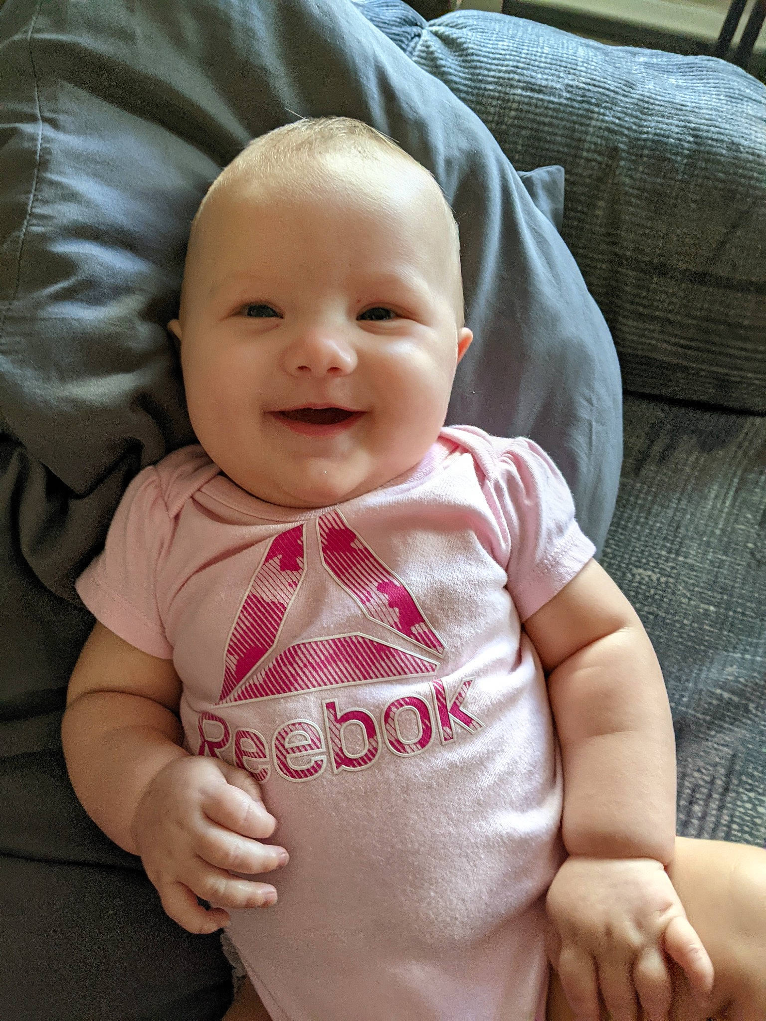 Kennedy joined the competition — help win amazing prizes! baby, baby_toddler_clothing, cheek, chin, comfort, eye, face, finger, gesture, hand, happy, head, iris, joy, mammal, nose, person, product, skin, sleeve