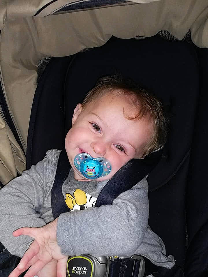 Evelyn-rose is registered to the contest to win money with this photo: baby, baby_carriage, baby_in_car_seat, baby_products, car_seat, cheek, child, eye, iris, joy, mouth, person, product, smile, toddler