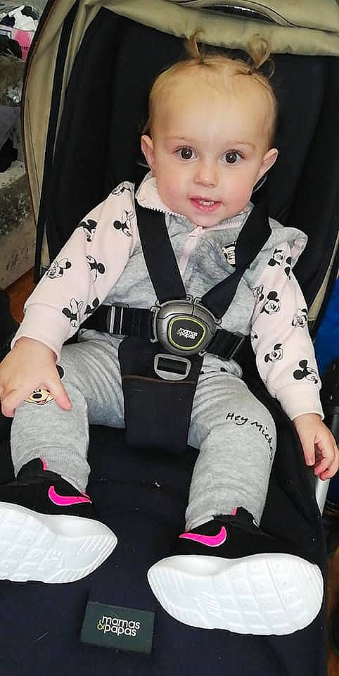 Evelyn-rose joined the competition — help win amazing prizes! baby, baby_products, car_seat, cheek, child, child_model, outerwear, person, sitting, sleeve, toddler