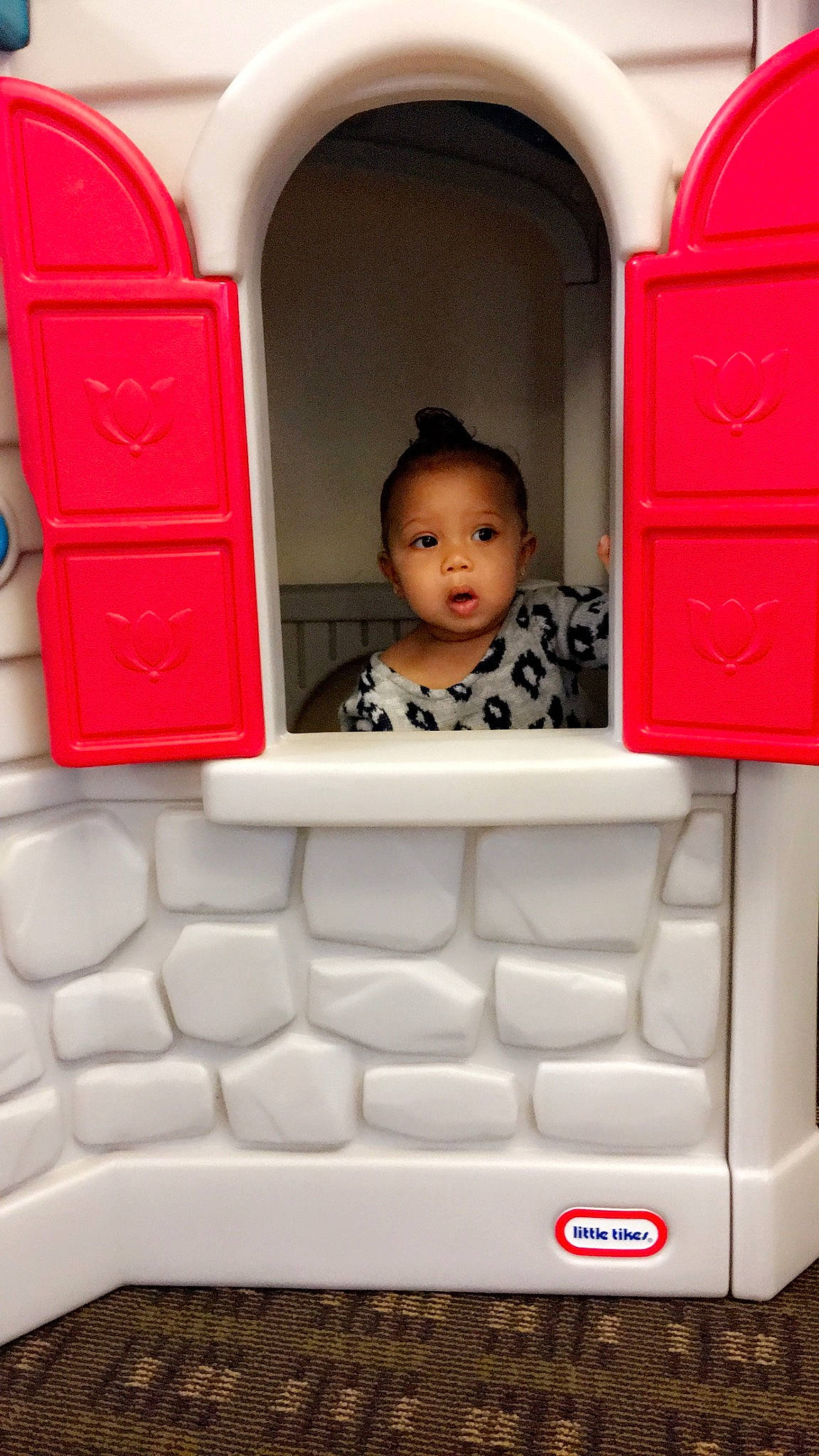 Joelle joined the competition — help win amazing prizes! child, furniture, house, person, pink, play, red, room, surprise, toddler, toy