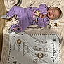 age_marker, baby, baby_clothes, blanket, child, cute, decorative_blanket, floor, happy, indoor, infant, person, purple_clothing, rings, sleep, sleeping, smiling, soft_texture, toddler, wood_floor