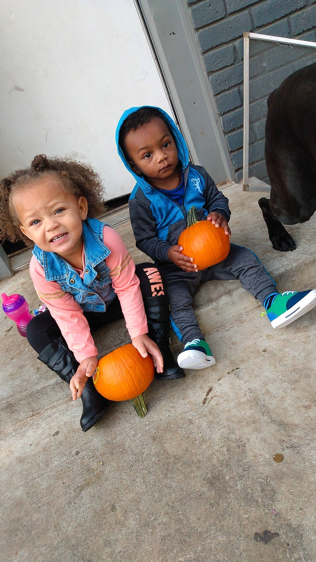 Ro'Man is registered to the contest to win money with this photo: ball, calabaza, cucurbita, eye, face, happy, head, human_body, jeans, joy, leg, leisure, orange, person, plant, pumpkin, shoe, smile, sneakers, toddler