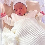 Joseph André participe au concours pour gagner de l'argent avec cette photo : newborn, baby, sleeping, blanket, crib, knitwear, white, peaceful, infant, soft, cozy, clothing, bed, headwear, rest, portrait, child, indoors, cute, relaxation