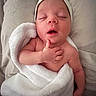 newborn, baby, sleeping, blanket, white, soft, cap, hand, skin, cute, peaceful, infant, wrapped, bed, rest, portrait, closeup, child, toddler, cozy