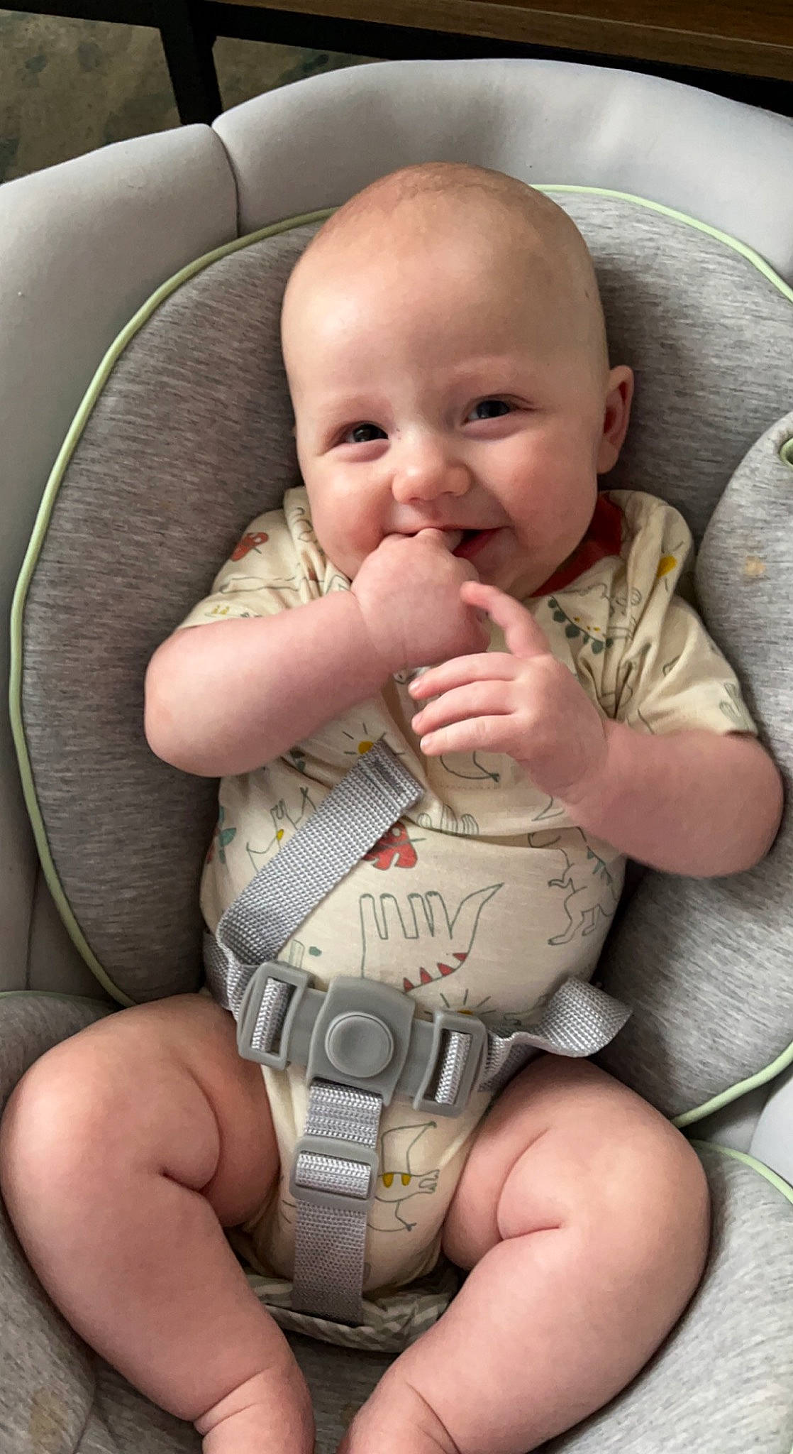 Easton joined the competition — help win amazing prizes! baby, baby_toddler_clothing, cheek, chest, child, comfort, eye, finger, gesture, happy, human_body, mouth, person, product, skin, smile, stomach, thigh, thumb, toddler