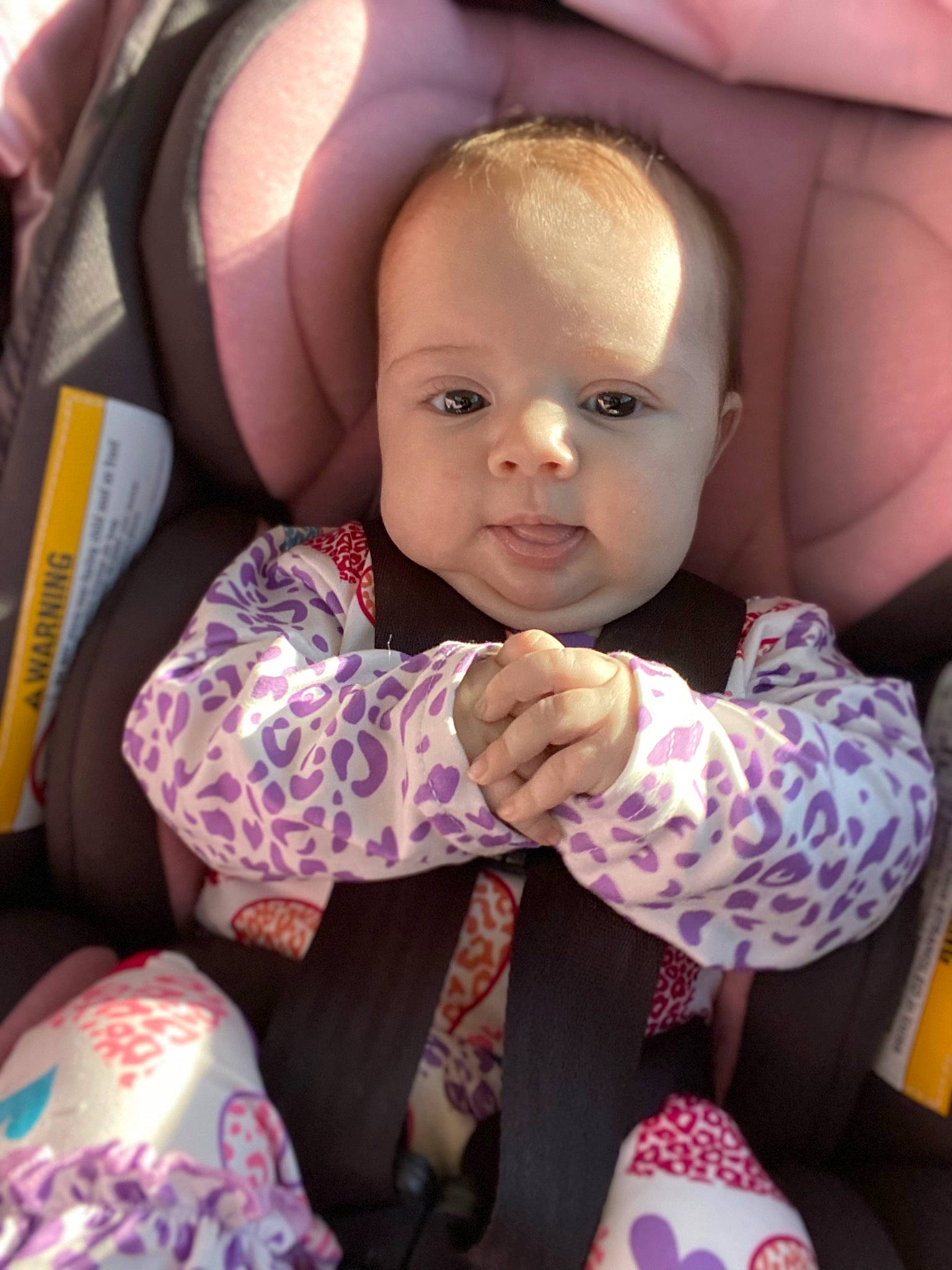 Sofia joined the competition — help win amazing prizes! arm, baby, baby_toddler_clothing, cheek, comfort, eye, facial_expression, finger, hand, happy, iris, lip, mouth, nose, person, pink, purple, skin, textile, toddler