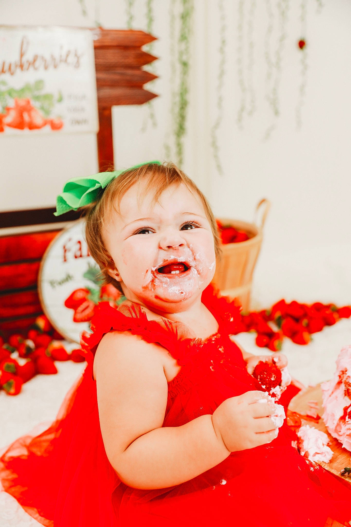 Sofia is registered to the contest to win money with this photo: baby, baby_toddler_clothing, child, curtain, dress, event, fun, gesture, happy, orange, peach, person, petal, pink, plant, playing_with_kids, room, skin, smile, sweetness