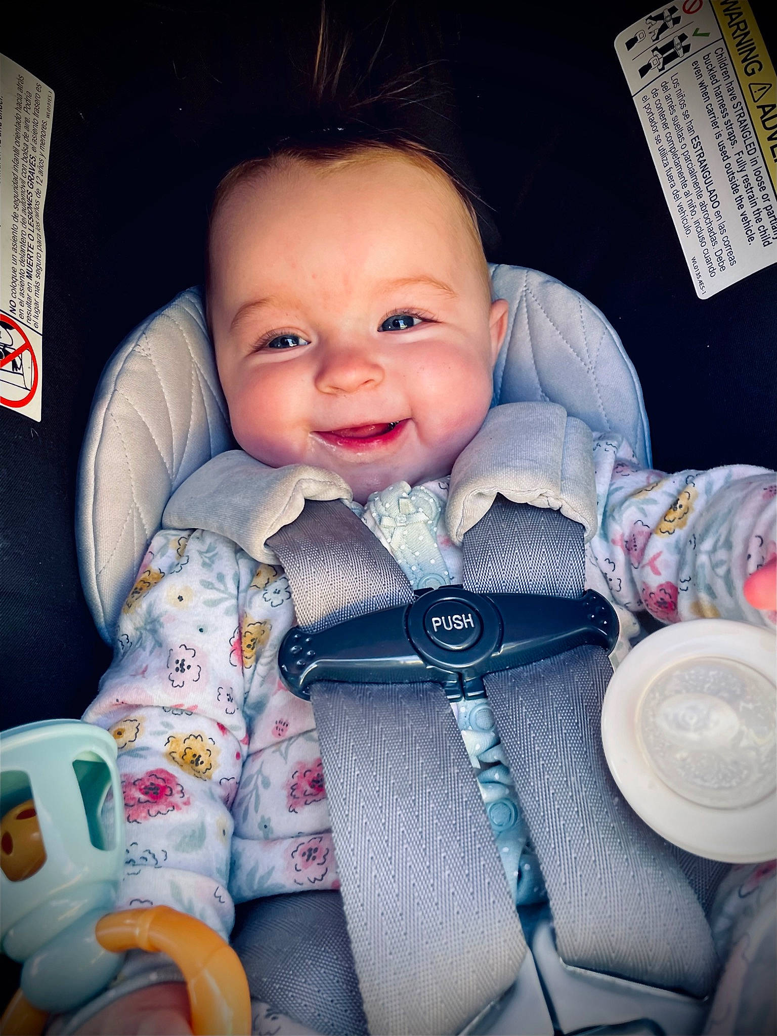 Alaynna joined the competition — help win amazing prizes! baby, baby_in_car_seat, baby_toddler_clothing, beauty, car_seat, cheek, child, comfort, cool, facial_expression, finger, happy, iris, mouth, nose, person, product, skin, sleeve, smile