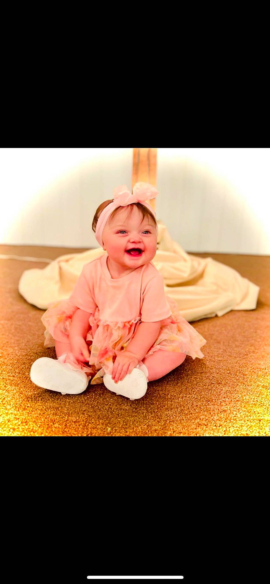 Quinnlee is registered to the contest to win money with this photo: baby, baby_toddler_clothing, child, comfort, crawling, flash_photography, flooring, fun, grass, happy, laugh, magenta, peach, person, pink, portrait_photography, room, sitting, sleeve, smile