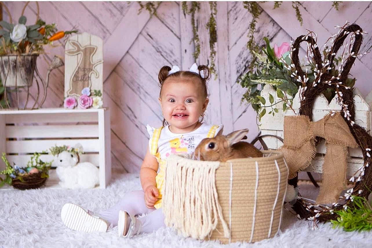 Camilla joined the competition — help win amazing prizes! baby, baby_toddler_clothing, basket, event, fawn, flowerpot, grass, happy, hat, joy, ornament, person, photograph, plant, sitting, smile, snapshot, toddler, toy, twig