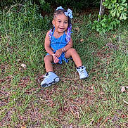 Emiracle joined the competition — help win amazing prizes! backyard, child, clothing, face, female, footwear, girl, grass, head, leaf, nature, outdoors, person, photography, plant, portrait, shoe, sitting, soil, yard