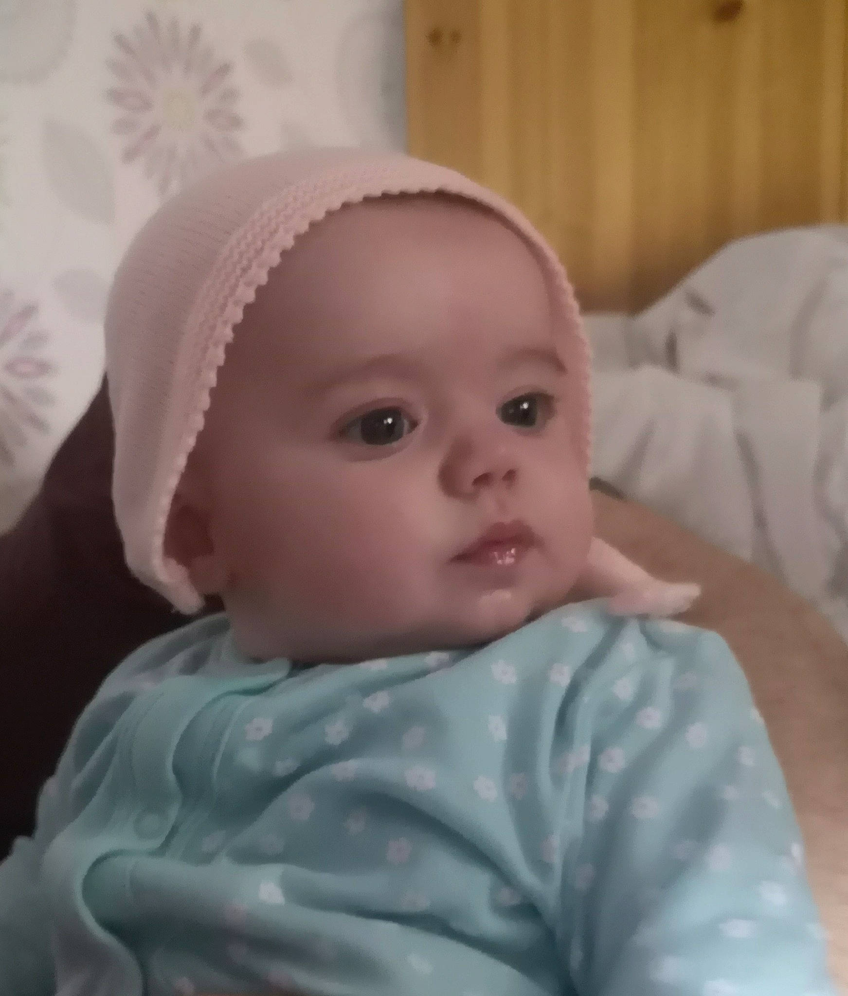 Clarice joined the competition — help win amazing prizes! baby, bonnet, cheek, child, eye, face, head, headgear, lip, mouth, nose, person, skin, toddler