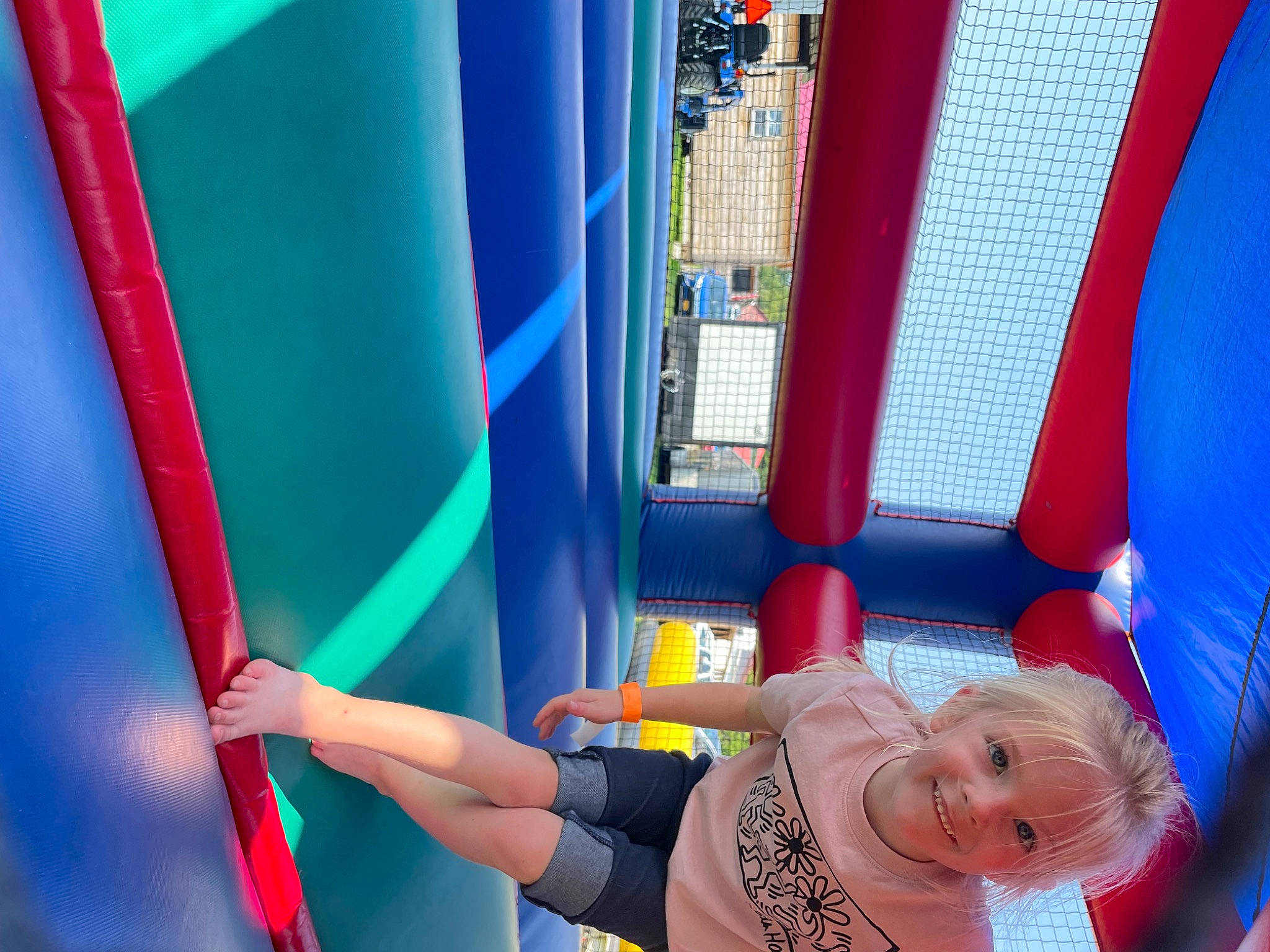 Jae-lynn joined the competition — help win amazing prizes! blue, bounce_house, chest, elbow, electric_blue, fun, human_leg, joy, knee, leisure, line, magenta, outdoor_play_equipment, person, playground, recreation, red, room, rope, smile