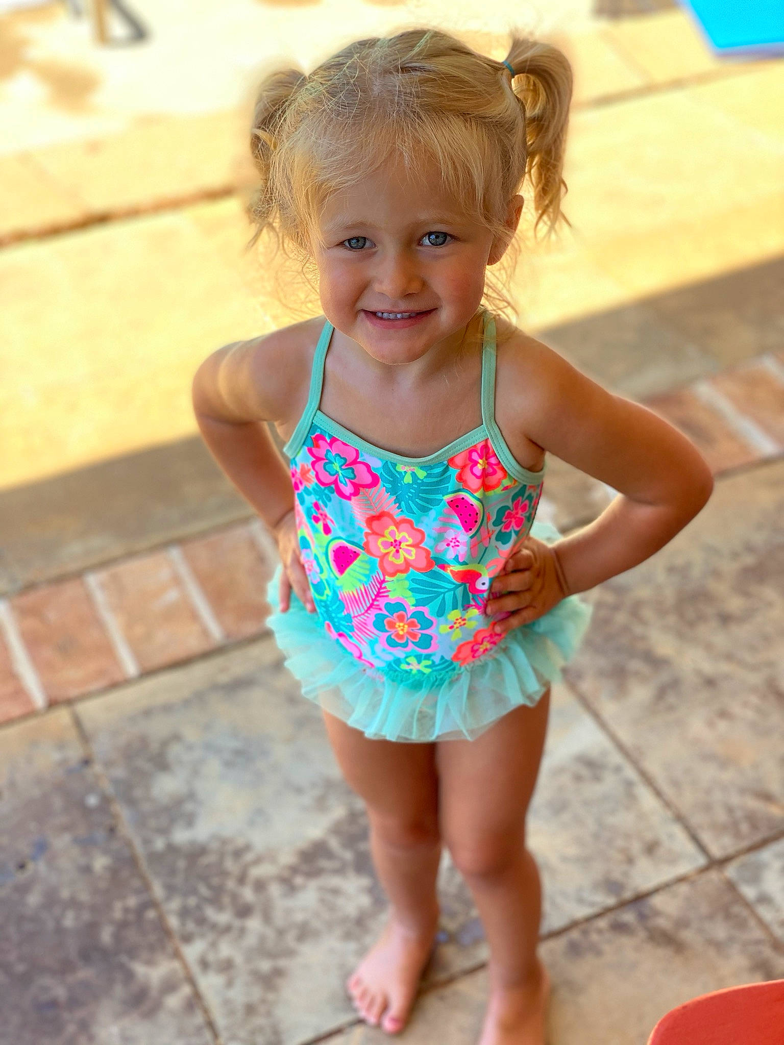 Jolee Ann joined the competition — help win amazing prizes! baby, baby_toddler_clothing, child, child_model, clothing, fun, joy, leisure, one_piece_swimsuit, person, play, smile, summer, swimming_pool, swimwear, toddler, vacation, water
