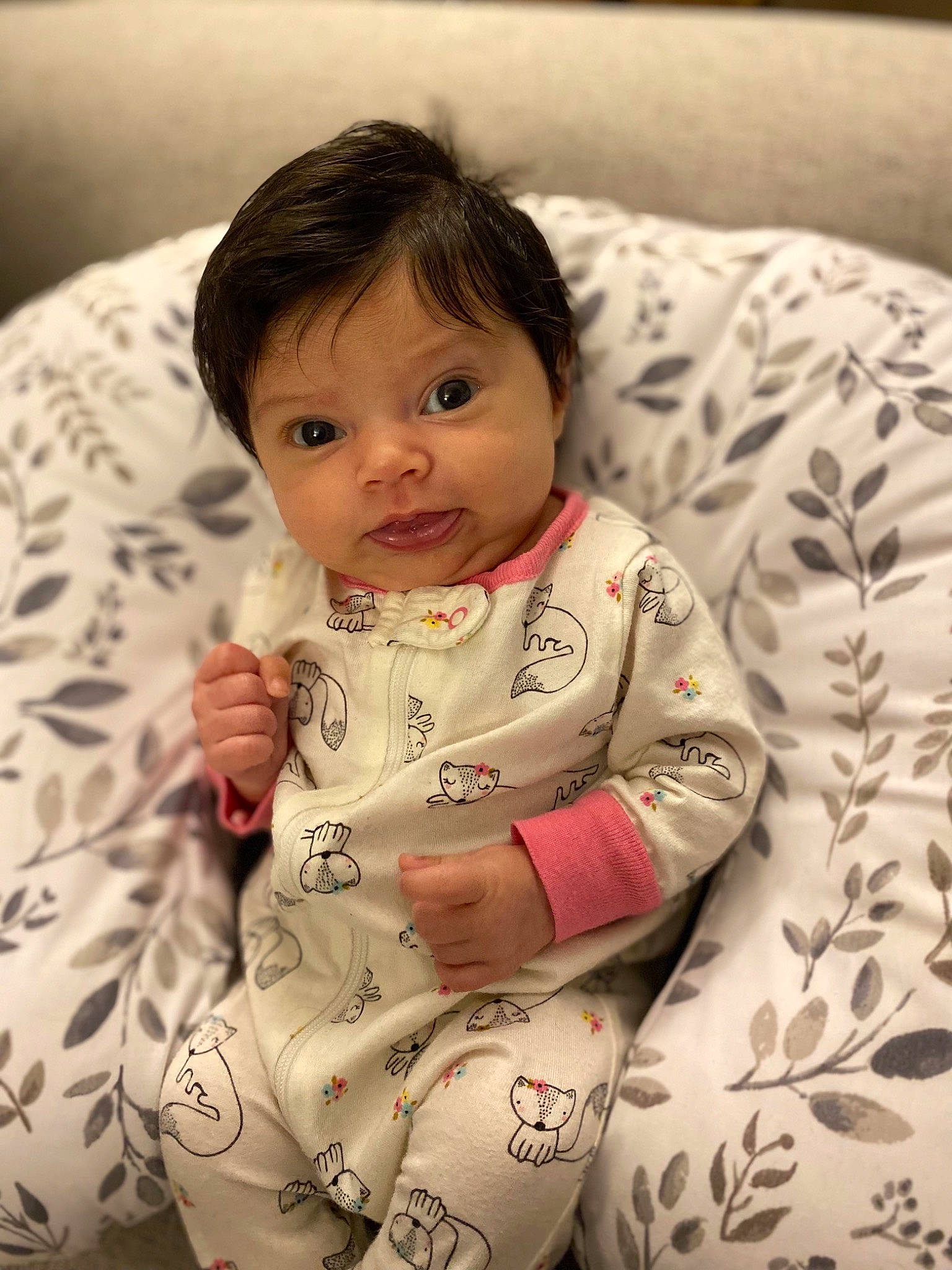 Fallon is registered to the contest to win money with this photo: baby, baby_toddler_clothing, cheek, chin, comfort, eye, eyebrow, face, hairstyle, happy, head, iris, lip, mouth, neck, nose, person, skin, sleeve, textile