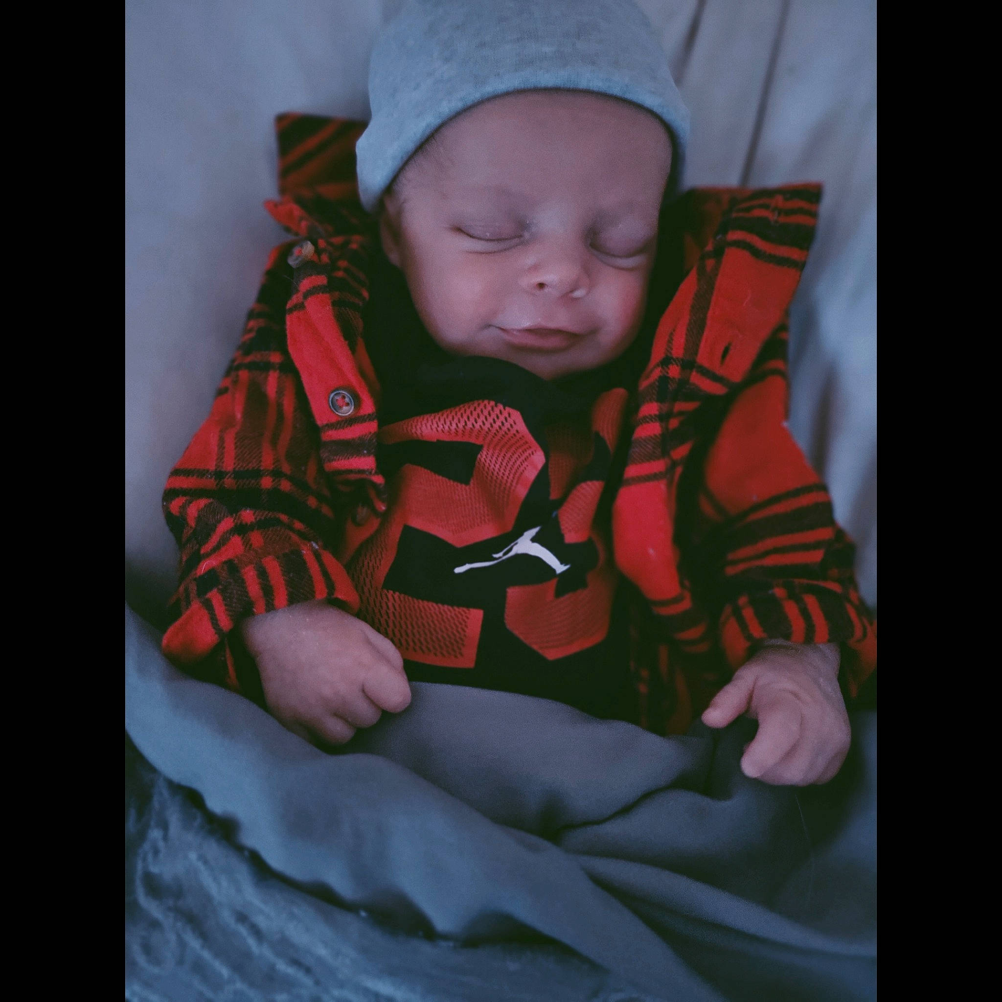 Ash joined the competition — help win amazing prizes! baby, baby_products, baby_toddler_clothing, beanie, cap, cheek, child, comfort, eye, face, head, headwear, human_body, lap, linens, pattern, person, room, sitting, sleeve