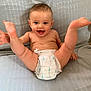 baby, diaper, smile, legs, couch, happy, infant, child, skin, cute, sitting, playful, indoor, young, person, expression, joy, face, toes, comfortable