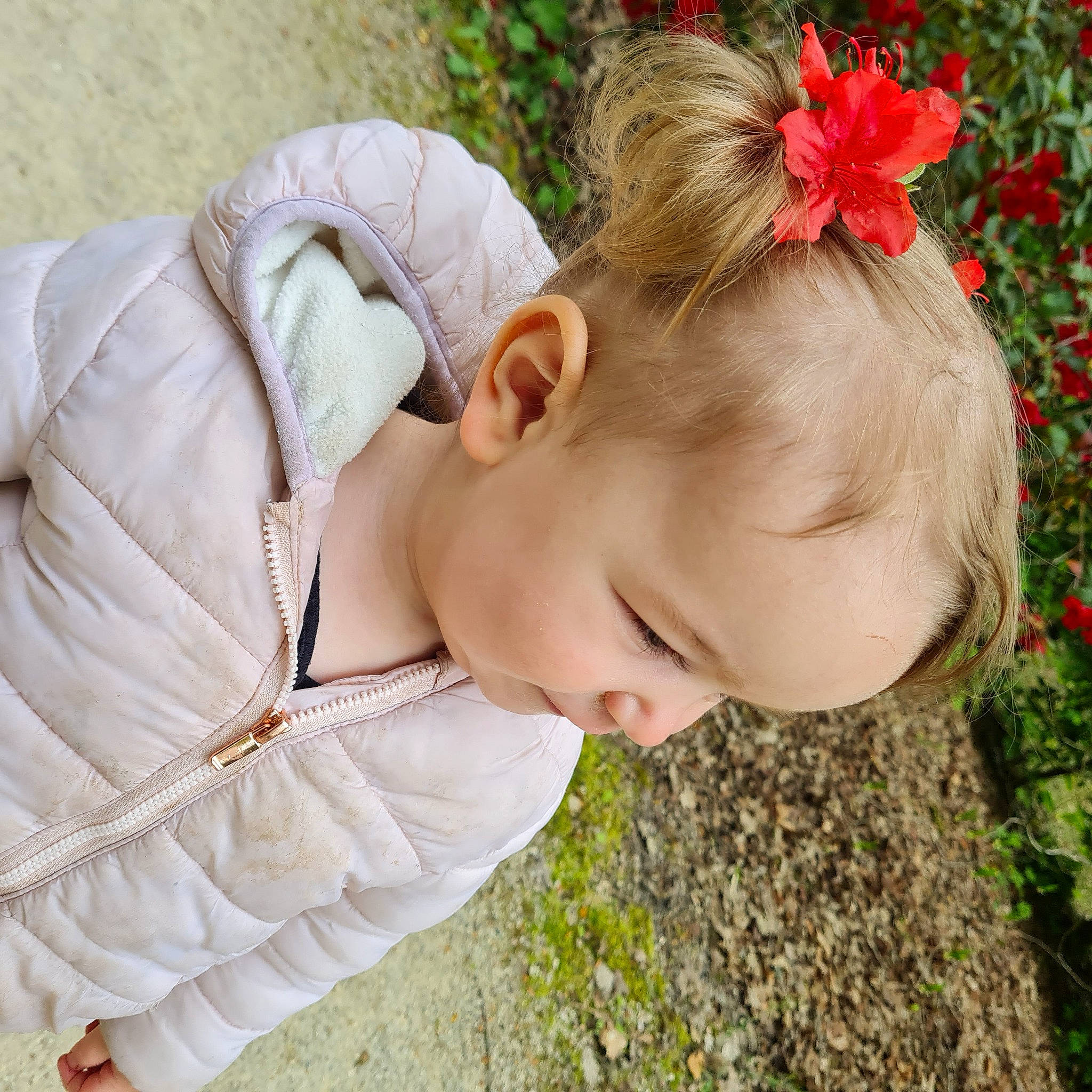 Elyana a rejoint le concours — aidez-le/la à gagner de superbes lots ! baby, baby_toddler_clothing, brown_hair, child, dress, ear, fashion_accessory, grass, hair_accessory, happy, head, headband, headpiece, peach, people_in_nature, person, petal, plant, sleeve, toddler